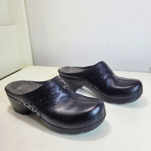 Dansko Shyanne Clogs Black Leather Studded Mules Block Heel Size Women's 38